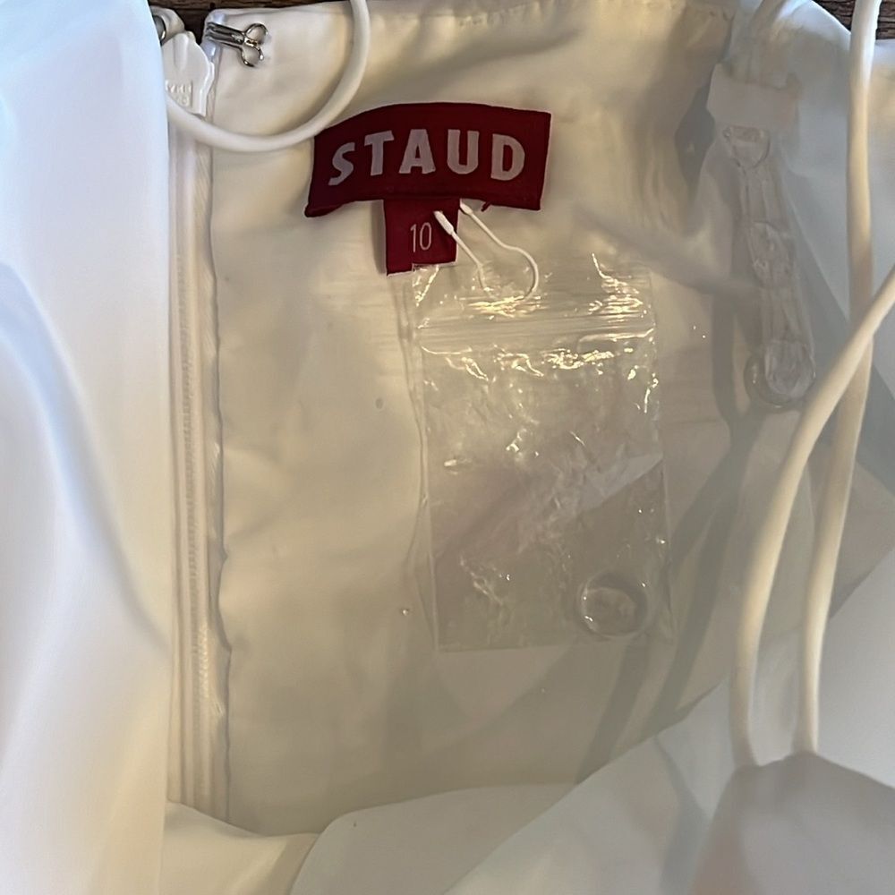 STAUD Loren Ruched Taffeta Mini Dress - White - Picture 6 of 7